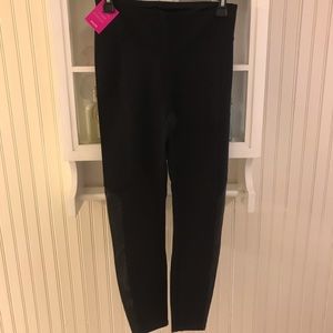 SPANX Ponte Faux Leather Contour Leggings. Size LG